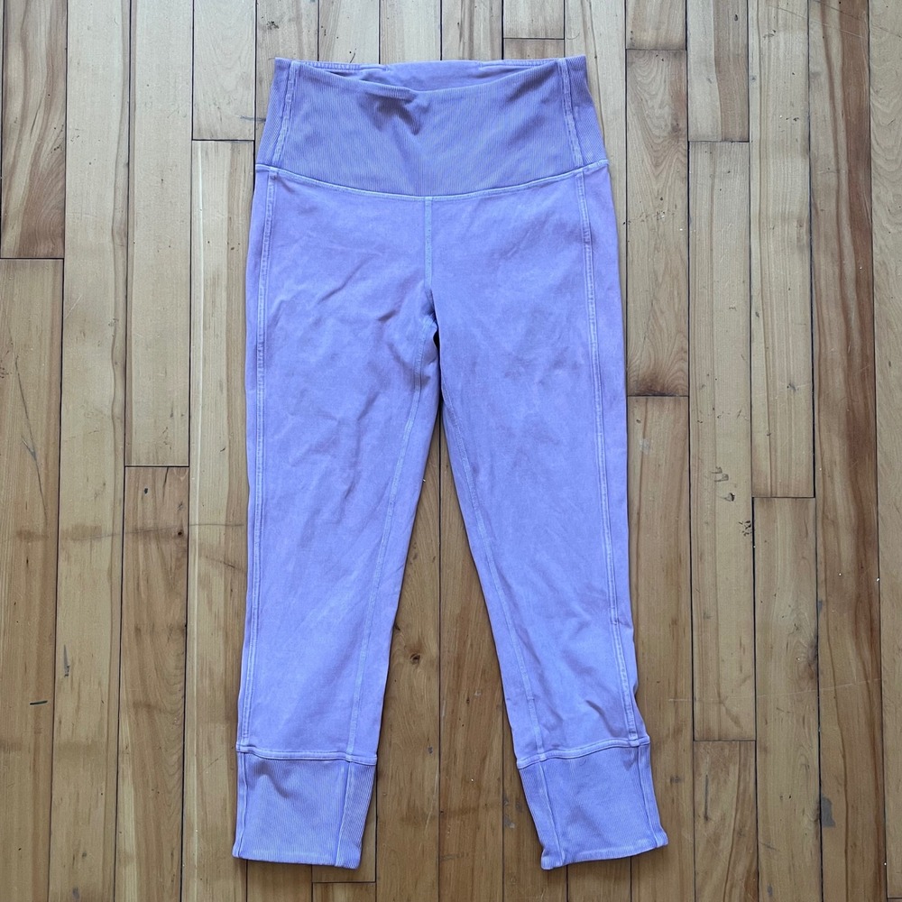 Lululemon Wunder Under Cropped 23" Ribbed Leggings Lilac Pink size 6